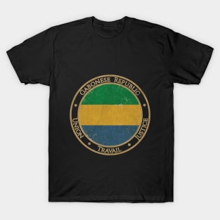 Vintage Gabon Gabonese Republic Africa African Flag T-Shirt